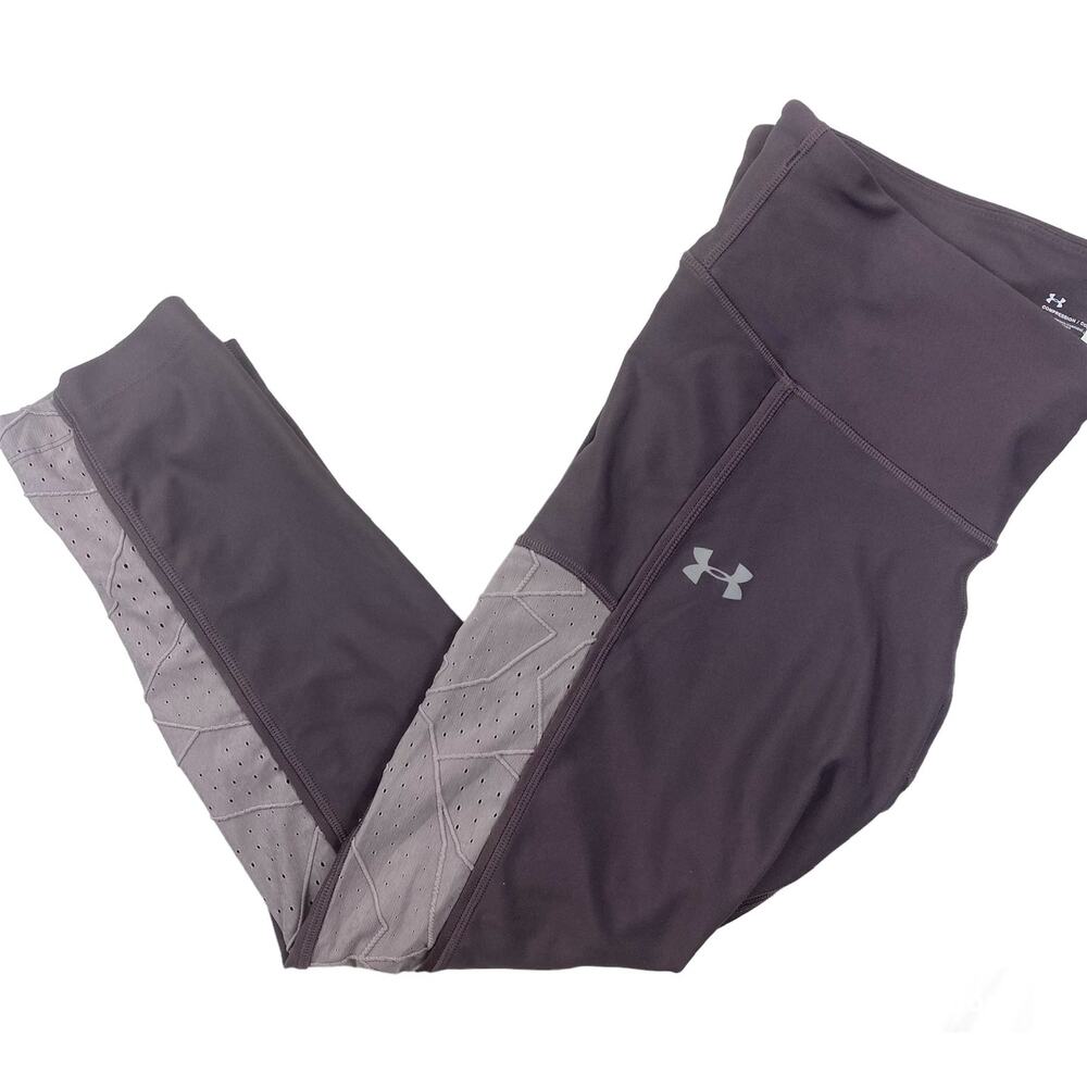Under Armour Fly Fast Leggings Raised Thread Cropped Running Purple Women's XL